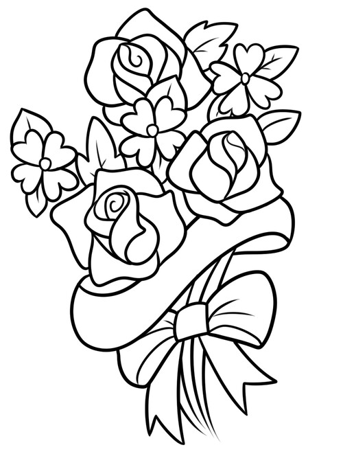 Раскраска Букет цветов для мамы