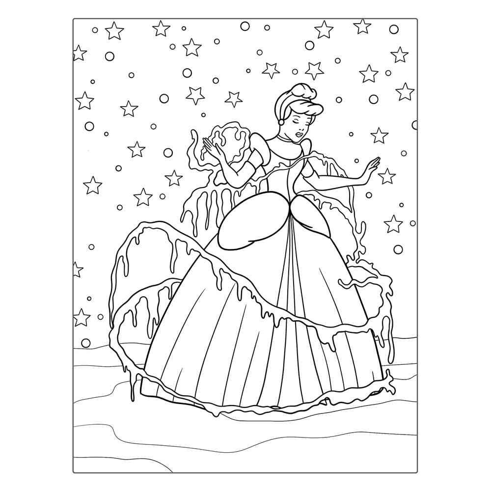 Раскраска Превращение Золушки в принцессу распечатать или скачать