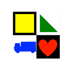 Контрастная карточка Квадрат, треугольник, сердце