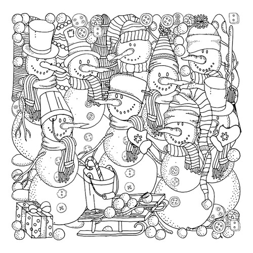 Раскраска Антистресс Снеговики