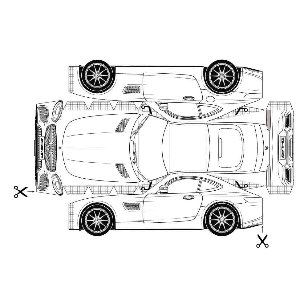 Раскраска Мерседес AMG игрушка из бумаги | распечатать раскраски для детей