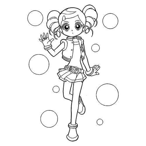 Раскраска Аниме девушка с пузырьками