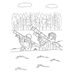 Раскраска Два солдата с ПЗРК