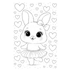 Раскраска Милашка зайка и сердечки