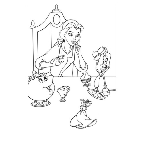 Раскраска Принцесса и сказочные персонажи