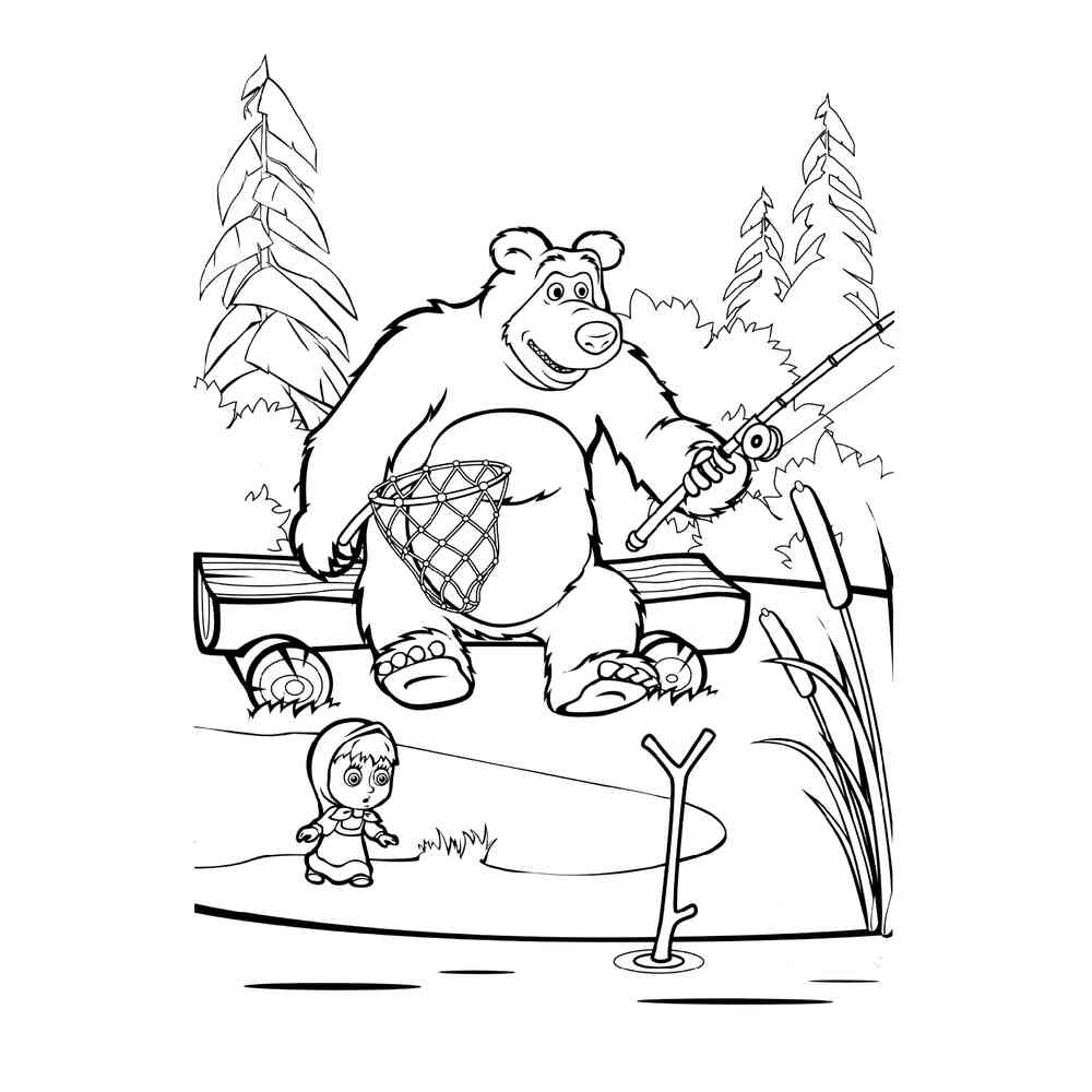 Маша и медведь рисунок раскраска