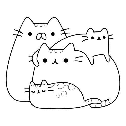 Раскраска Пушин со своим папой и детьми