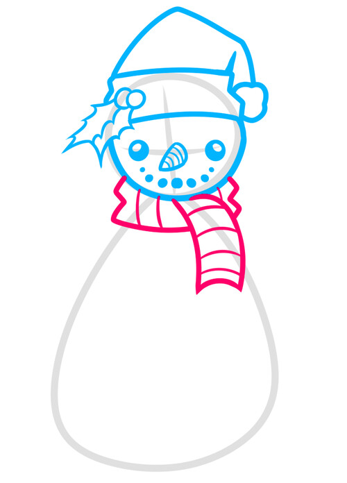 Как нарисовать снежную бабу 5