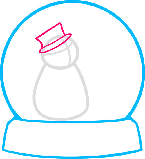 Как нарисовать снеговика в снежном шаре 4