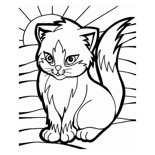 Раскраска Ласковая кошка с котенком распечатать или скачать