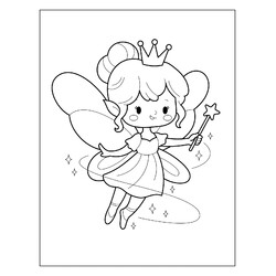 Раскраска Фея принцесса с волшебной палочкой