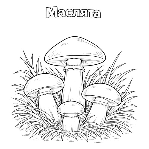 Раскраска Маслята
