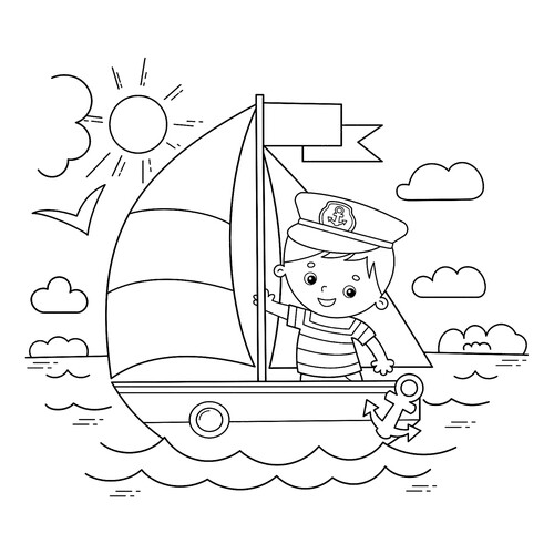 Раскраска Моряк на корабле