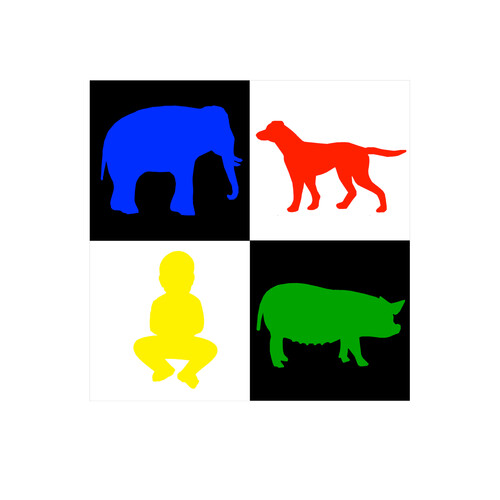 Контрастная карточка Слон, собака, свинья