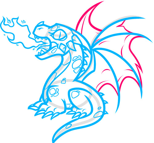 Как нарисовать огнедышащего дракона 9