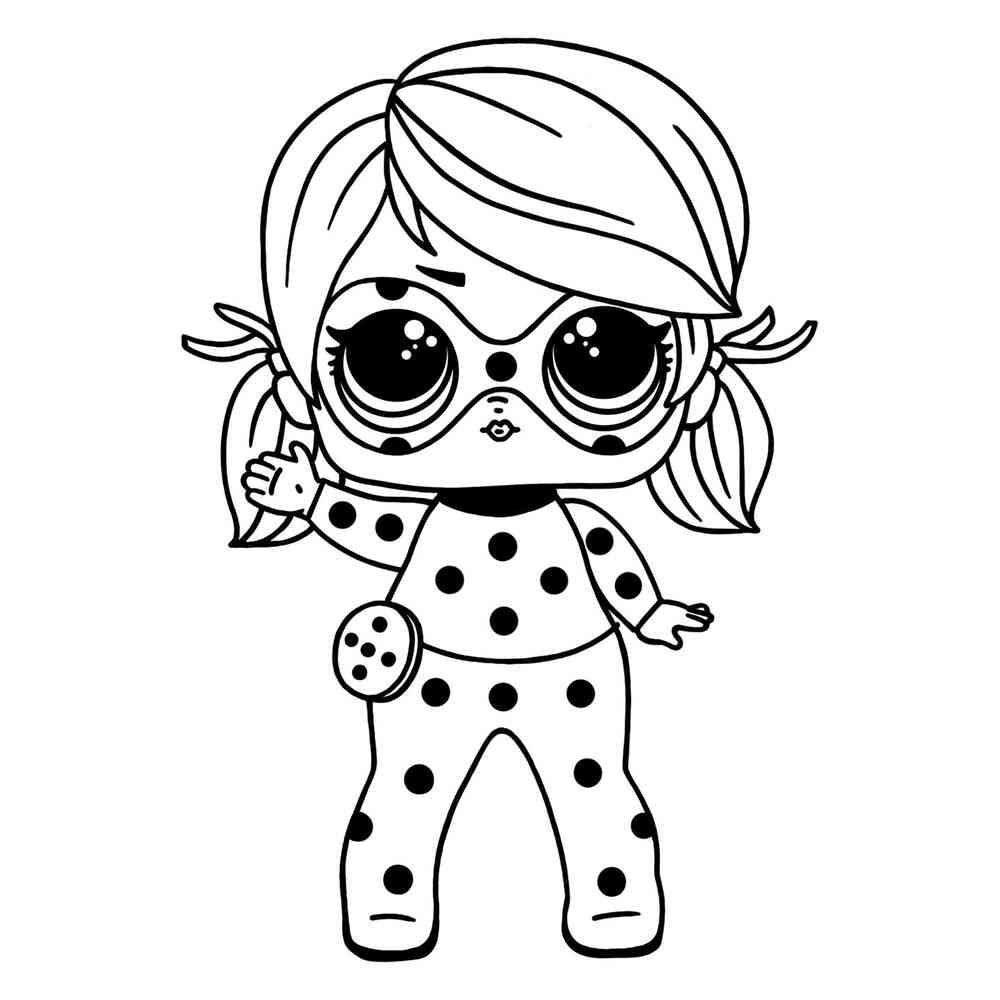 Раскраска Леди Баг в стиле куклы Лол распечатать или скачать