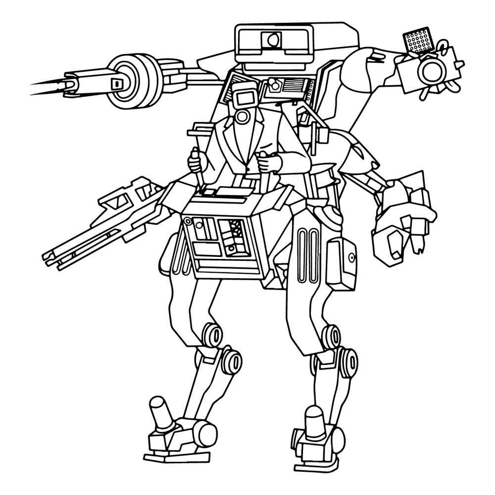 Раскраска КамераМен Мех Вориор распечатать или скачать