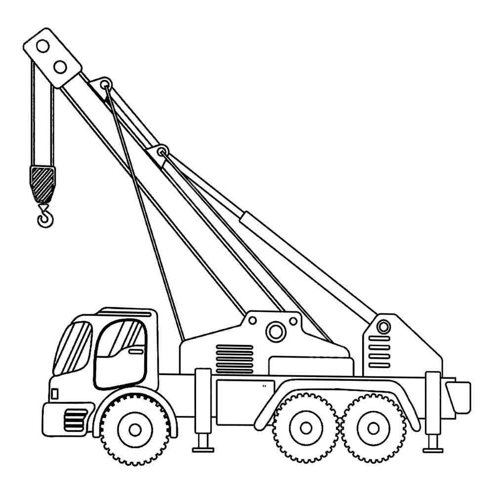 Раскраска Строительный автокран - распечатать бесплатно