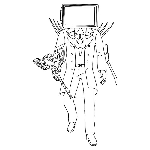 Раскраска Титан ТВ Мен с оружием