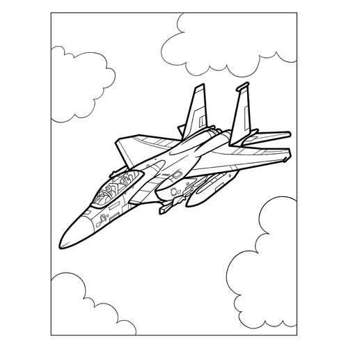 Раскраска Реактивный самолет Boeing F-15