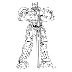Раскраска Трансформер Оптимус Прайм с мечом