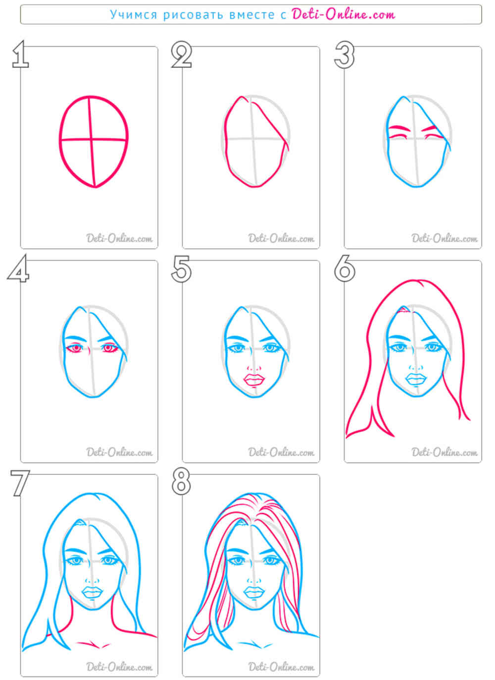Как нарисовать лицо девушки карандашом поэтапно для начинающих