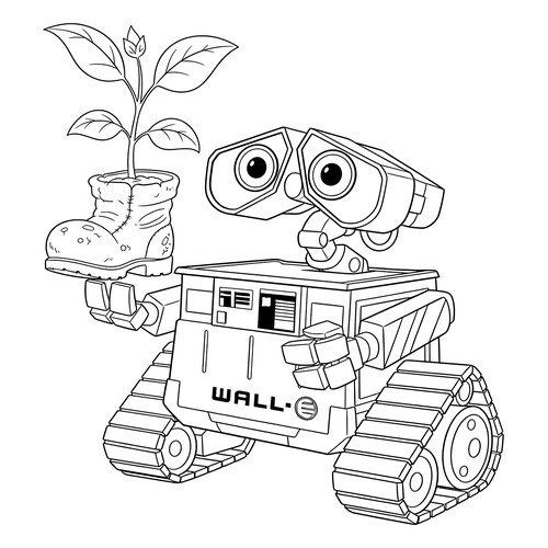 Раскраска Робот ВАЛЛ-И