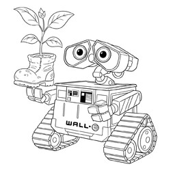 Раскраска Робот ВАЛЛ-И
