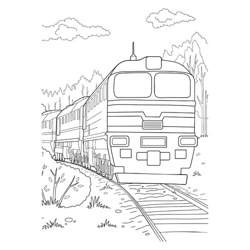 Раскраска Реалистичный поезд