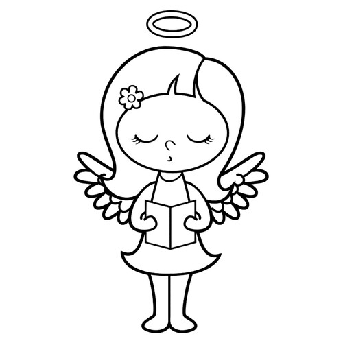 Раскраска Простая девочка ангел