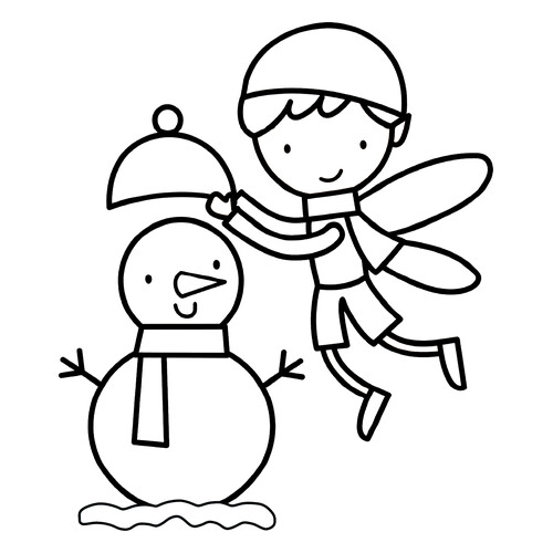 Раскраска Фея и снеговик