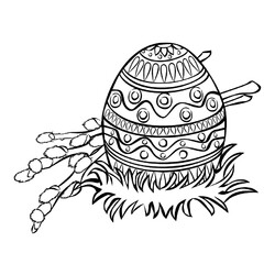 Раскраска Пасхальное яйцо и верба