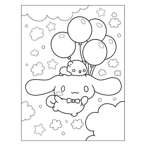 Раскраска Синнаморолл и воздушные шары