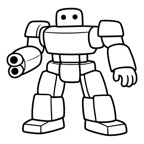 Раскраска Робот с пушкой для малышей