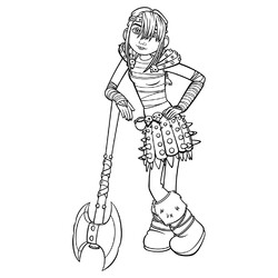 Раскраска Астрид с топором