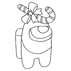 Раскраска Персонаж Амонг Ас с рождественским леденцом на голове