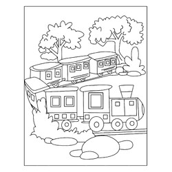 Раскраска Паровозик с вагончиками
