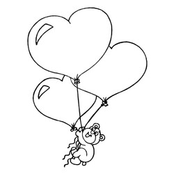Раскраска Медвежонок с воздушными шарами