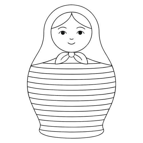 Раскраска Полосатая матрёшка