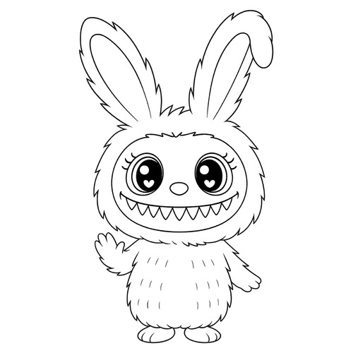 Раскраска Лабубу в костюме зайчика