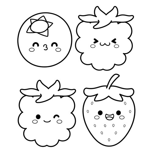 Раскраска Кавайные ягодки