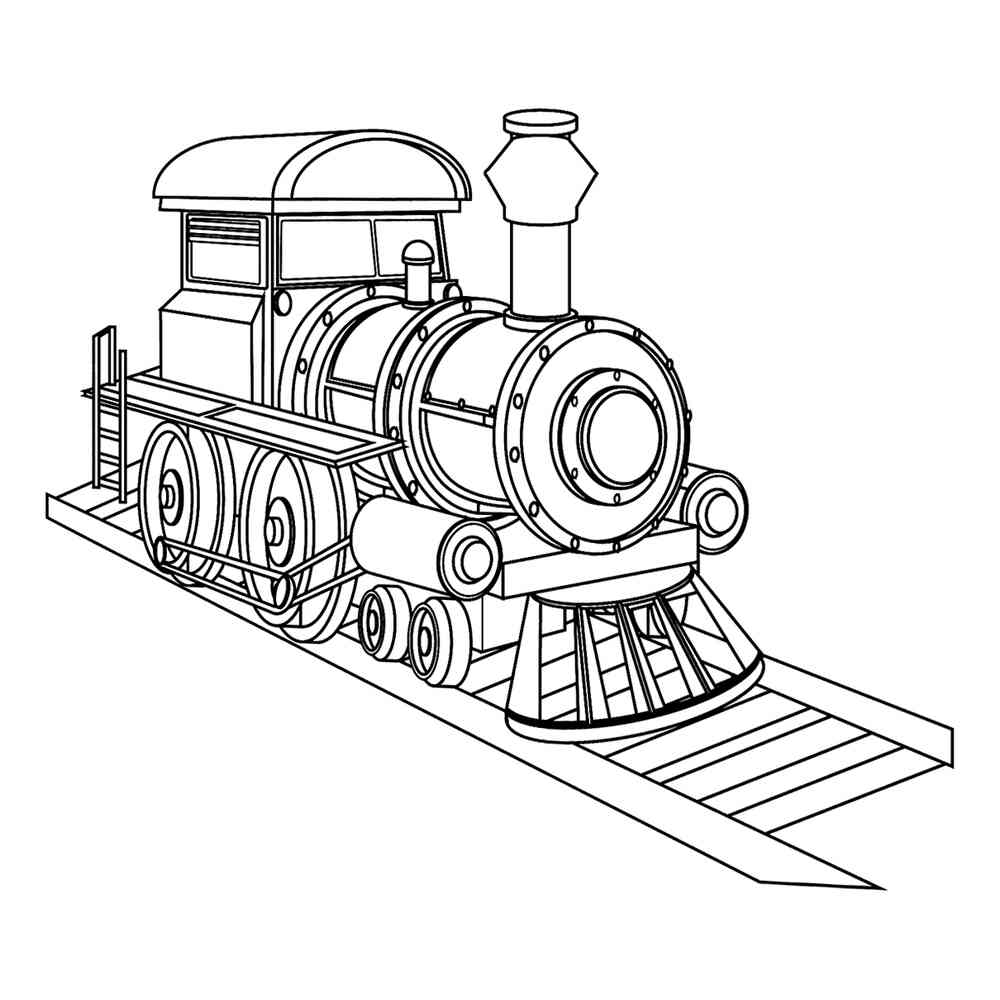 Раскраска Старинный паровозик для детей | распечатать раскраски для детей