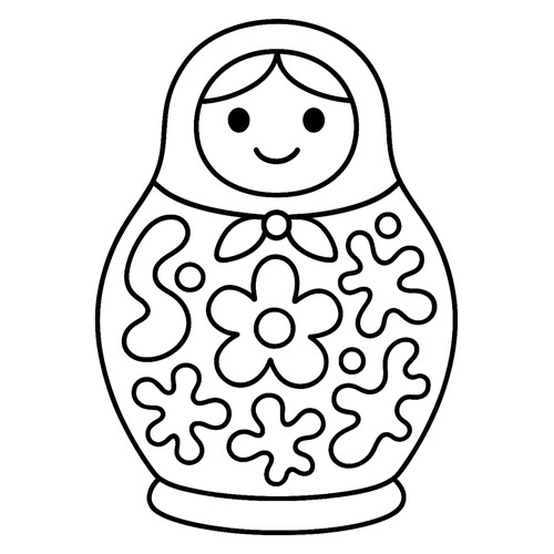 Раскраска Матрёшка для дошкольников