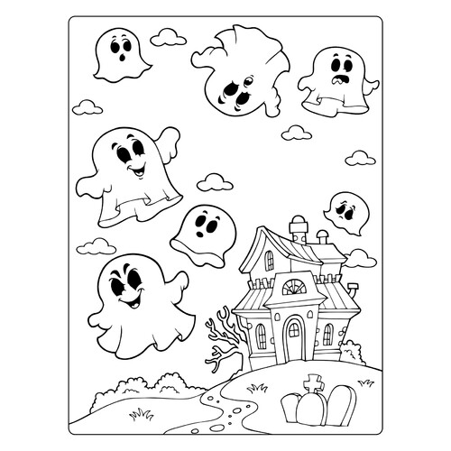 Раскраска Домик с привидениями