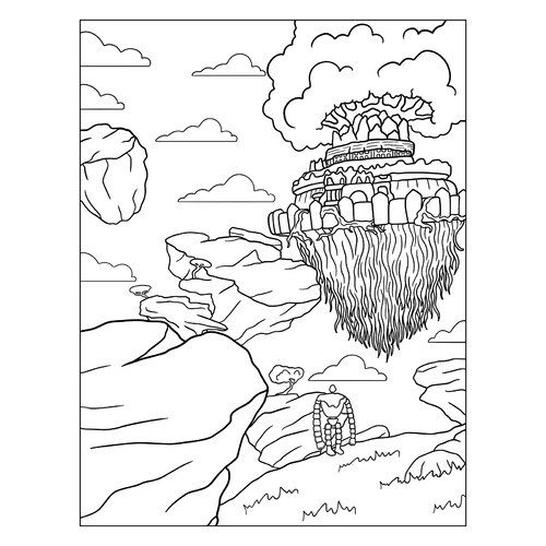 Раскраска Небесный замок Лапута
