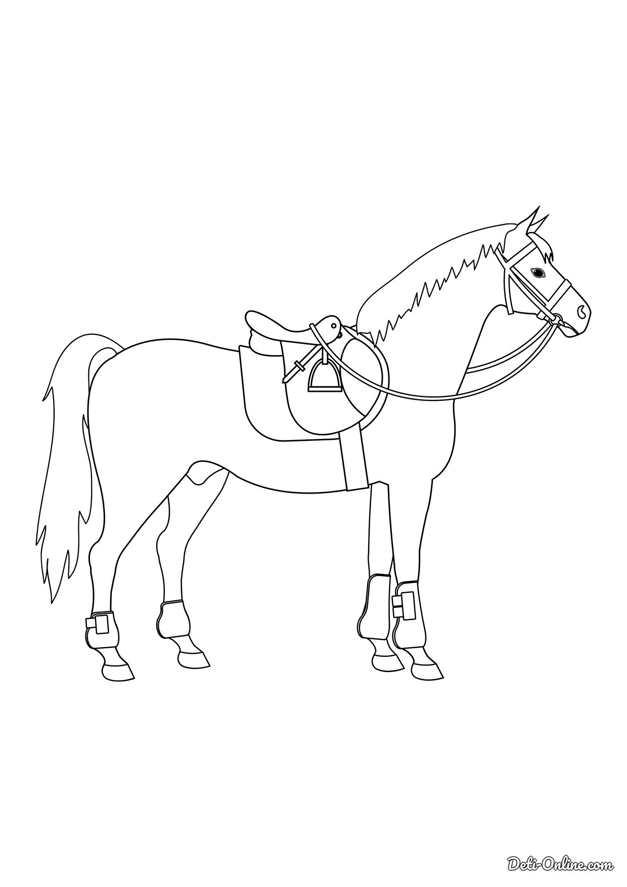 лошадь с седлом рисунок