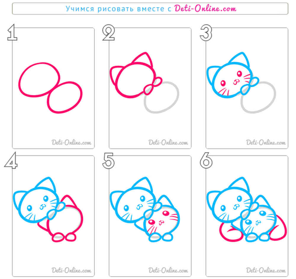 Поэтапное рисование милых картинок