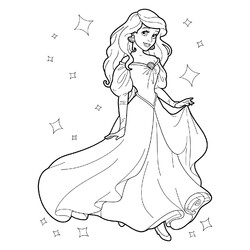 Раскраска русалочка ариэль принцесса в платье распечатать