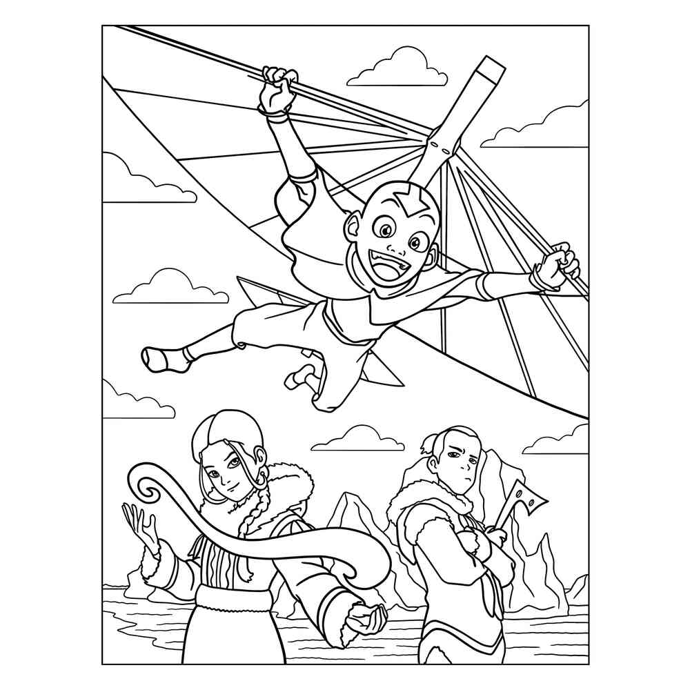 Раскраска Аватар Аанг, Катара и Сокка | распечатать раскраски для детей