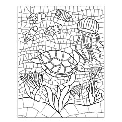 Мозаика черепаха и рыбки